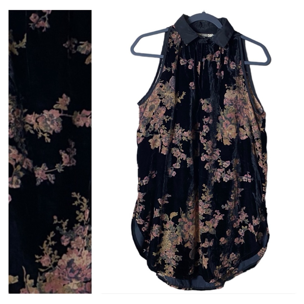 Gimmicks by BKE velvet like Black Floral Tunic